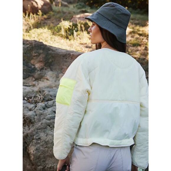 Free People Outta Left Field Ivory Neon Quilted Jacket Medium - Picture 5 of 5